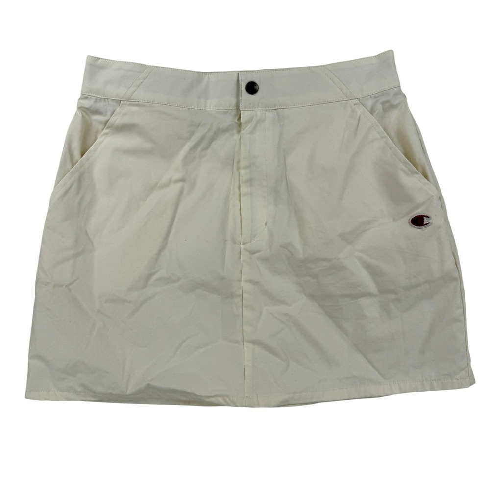 Champion Skirt Womens 8 Ivory Campus Twill Pockets Lined Embroidered Logo NWT